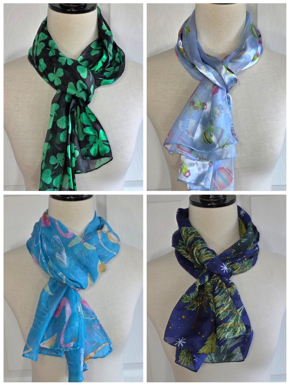 Scarves Set Of Four Holiday Scarves Easter St. Patric's Day Summer Christmas